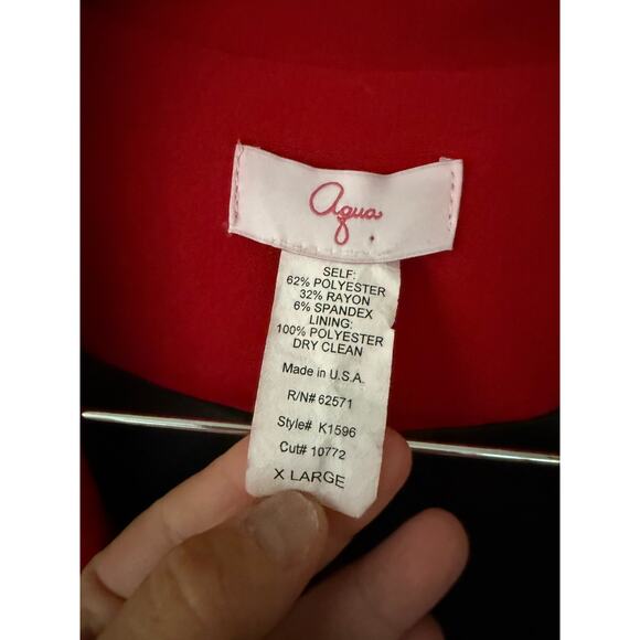 Aqua Colorful Red/Black Lined Open Front Collared Blazer w/Pocket Work/Office-XL - Picture 3 of 4